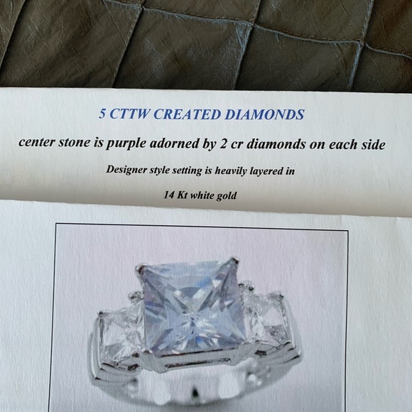 Created princess cut amethyst and trillion CZ ring - Picture 6 of 6